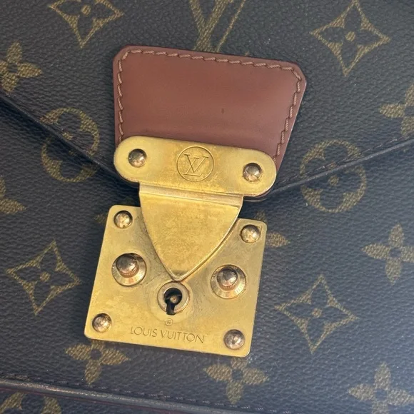 Louis Vuitton Monceau 28 Brown Monogram Crossbody Purse Gold Hardware Vintage - Picture 3 of 17